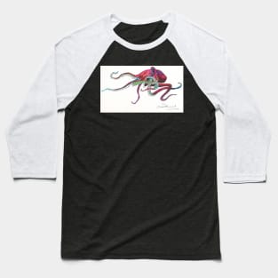 Red and Green Octopus Baseball T-Shirt